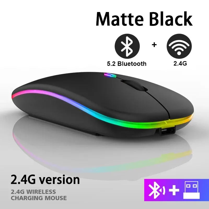 Mouse Inalámbrico RGB Recargable | Bluetooth, 3600 DPI y Diseño Ergonómico para PC y Laptop // Rechargeable RGB Wireless Mouse | Bluetooth, 3600 DPI & Ergonomic Design for PC & Laptop