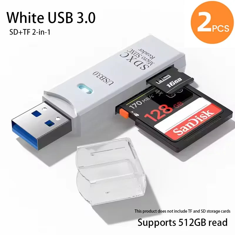 2-in-1 USB 3.0 Card Reader | High-Speed SD & MicroSD Memory Card Adapter // Lector de Tarjetas USB 3.0 2 en 1 | Adaptador para SD y MicroSD de Alta Velocidad