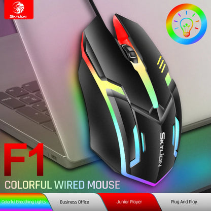 F1 RGB Wired Mouse | Ergonomic Optical Mouse for Gaming & Office