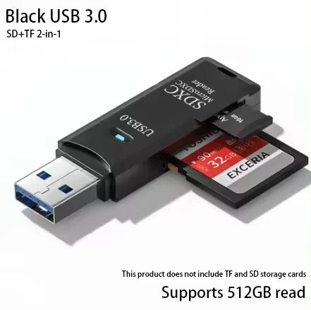 2-in-1 USB 3.0 Card Reader | High-Speed SD & MicroSD Memory Card Adapter // Lector de Tarjetas USB 3.0 2 en 1 | Adaptador para SD y MicroSD de Alta Velocidad