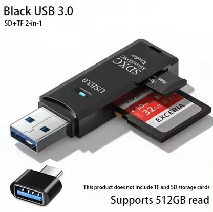 2-in-1 USB 3.0 Card Reader | High-Speed SD & MicroSD Memory Card Adapter // Lector de Tarjetas USB 3.0 2 en 1 | Adaptador para SD y MicroSD de Alta Velocidad