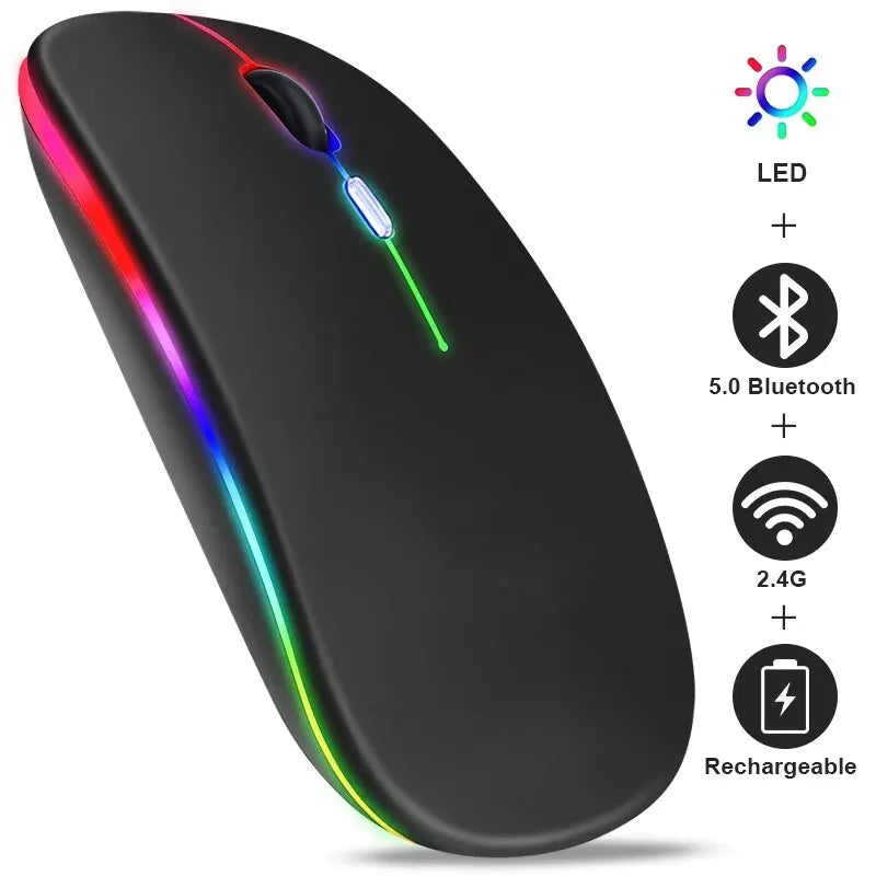Mouse Inalámbrico RGB Recargable | Bluetooth, 3600 DPI y Diseño Ergonómico para PC y Laptop // Rechargeable RGB Wireless Mouse | Bluetooth, 3600 DPI & Ergonomic Design for PC & Laptop