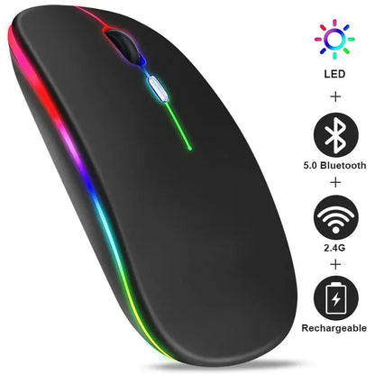 Mouse Inalámbrico RGB Recargable | Bluetooth, 3600 DPI y Diseño Ergonómico para PC y Laptop // Rechargeable RGB Wireless Mouse | Bluetooth, 3600 DPI & Ergonomic Design for PC & Laptop