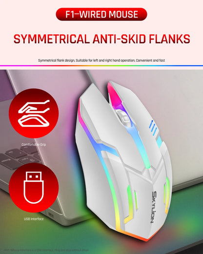 F1 RGB Wired Mouse | Ergonomic Optical Mouse for Gaming & Office