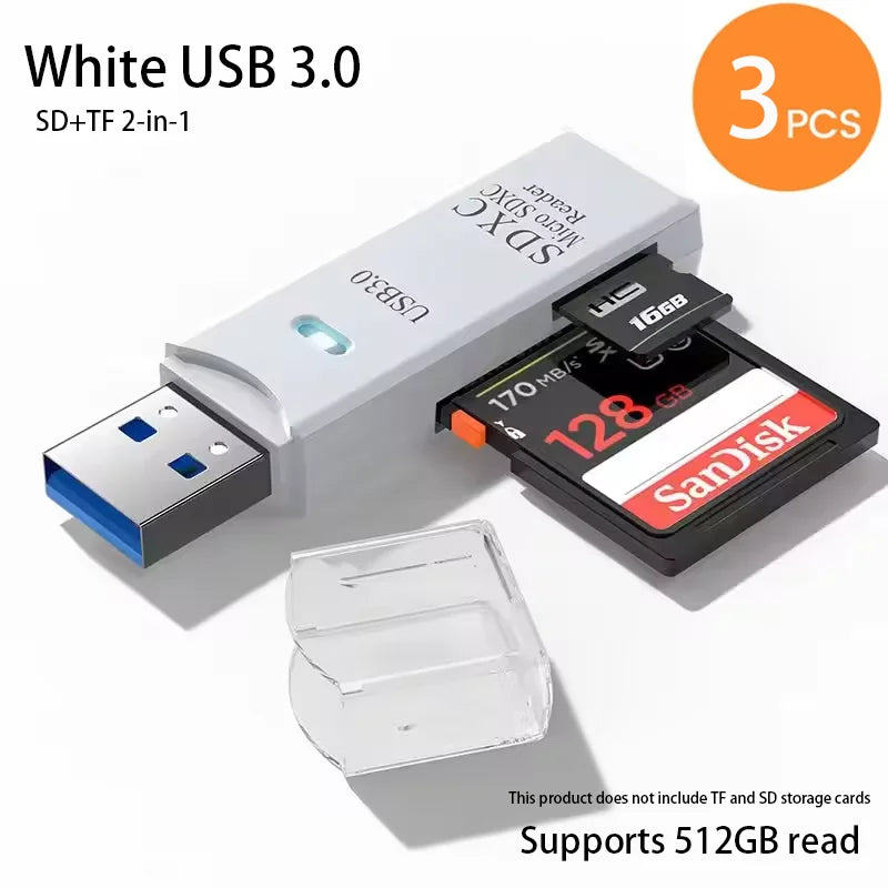 2-in-1 USB 3.0 Card Reader | High-Speed SD & MicroSD Memory Card Adapter // Lector de Tarjetas USB 3.0 2 en 1 | Adaptador para SD y MicroSD de Alta Velocidad