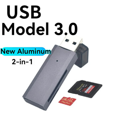 2-in-1 USB 3.0 Card Reader | High-Speed SD & MicroSD Memory Card Adapter // Lector de Tarjetas USB 3.0 2 en 1 | Adaptador para SD y MicroSD de Alta Velocidad