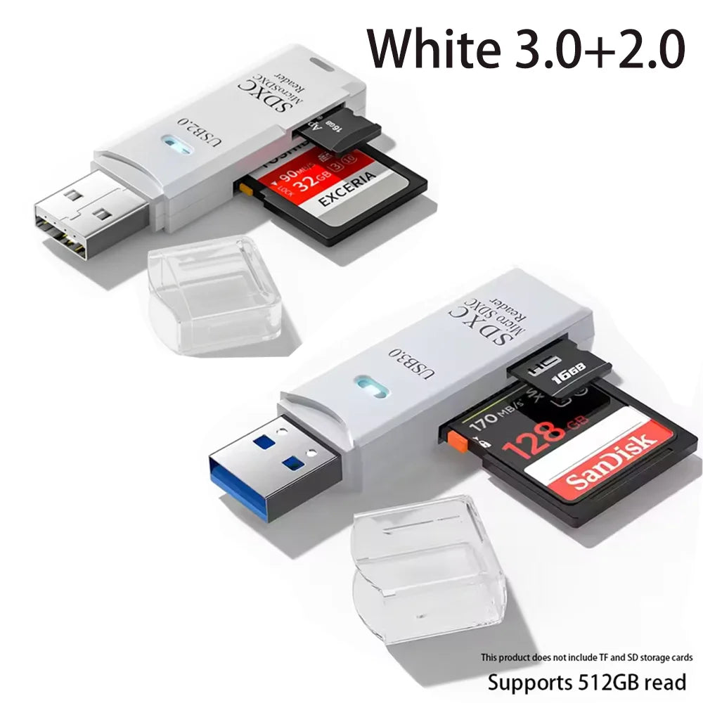 2-in-1 USB 3.0 Card Reader | High-Speed SD & MicroSD Memory Card Adapter // Lector de Tarjetas USB 3.0 2 en 1 | Adaptador para SD y MicroSD de Alta Velocidad