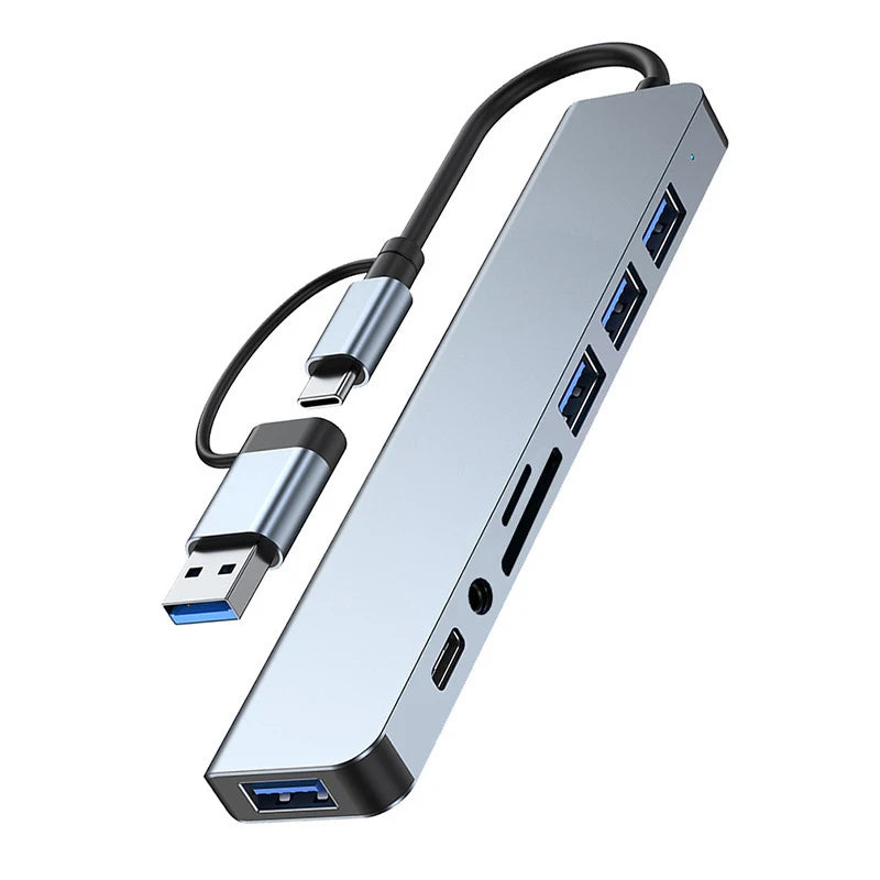 Premium 8-in-1 USB-C Hub | HDMI, USB 3.0, SD/TF Card Reader, 3.5mm Audio & PD Charging