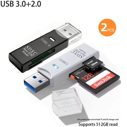 2-in-1 USB 3.0 Card Reader | High-Speed SD & MicroSD Memory Card Adapter // Lector de Tarjetas USB 3.0 2 en 1 | Adaptador para SD y MicroSD de Alta Velocidad