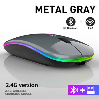 Mouse Inalámbrico RGB Recargable | Bluetooth, 3600 DPI y Diseño Ergonómico para PC y Laptop // Rechargeable RGB Wireless Mouse | Bluetooth, 3600 DPI & Ergonomic Design for PC & Laptop
