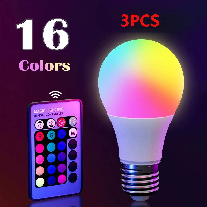 Smart RGB LED Light Bulb | 16 Colors, Dimmable with Remote Control for the Perfect Ambiance