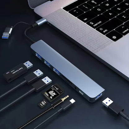 Premium 8-in-1 USB-C Hub | HDMI, USB 3.0, SD/TF Card Reader, 3.5mm Audio & PD Charging