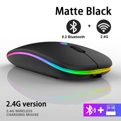 Mouse Inalámbrico RGB Recargable | Bluetooth, 3600 DPI y Diseño Ergonómico para PC y Laptop // Rechargeable RGB Wireless Mouse | Bluetooth, 3600 DPI & Ergonomic Design for PC & Laptop