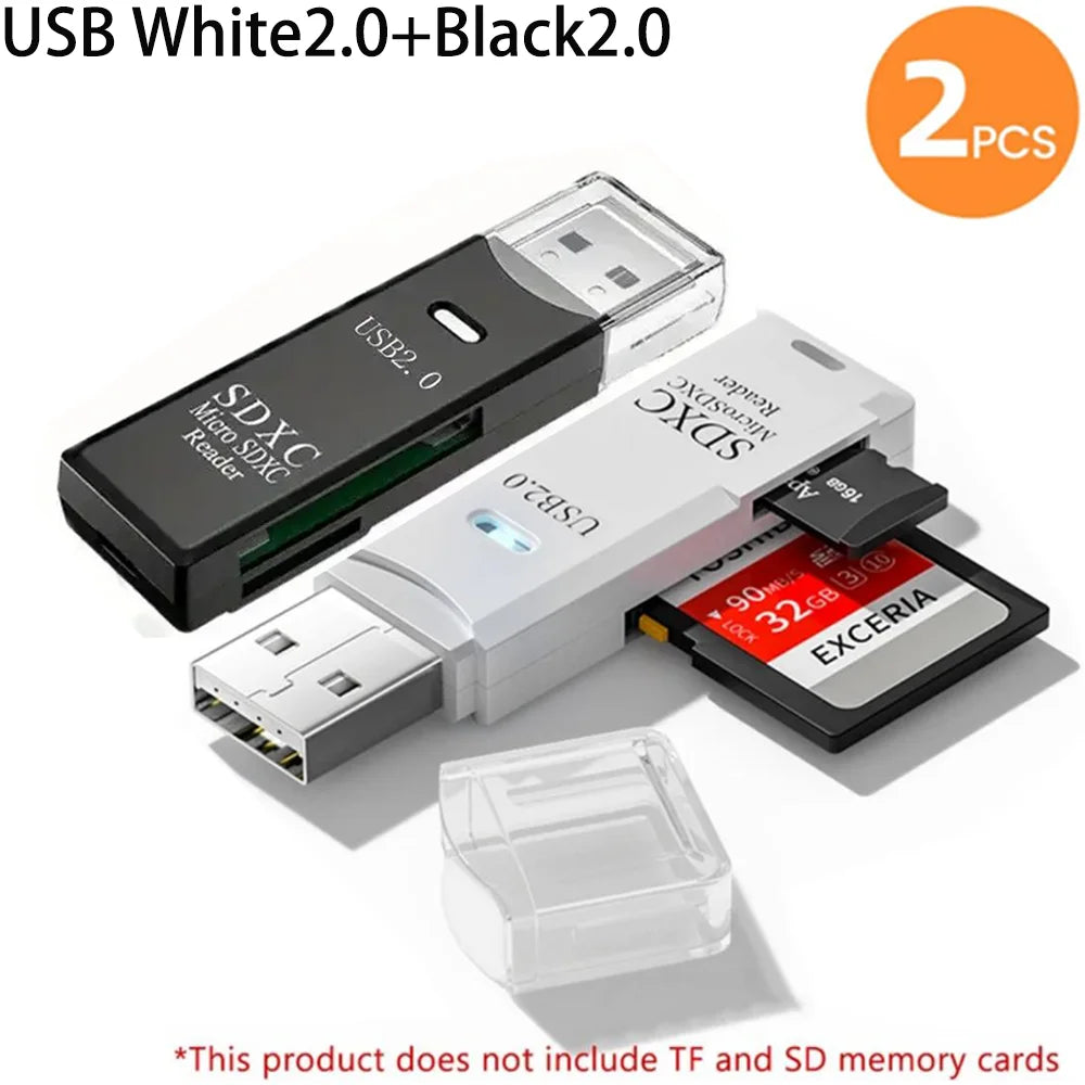 2-in-1 USB 3.0 Card Reader | High-Speed SD & MicroSD Memory Card Adapter // Lector de Tarjetas USB 3.0 2 en 1 | Adaptador para SD y MicroSD de Alta Velocidad