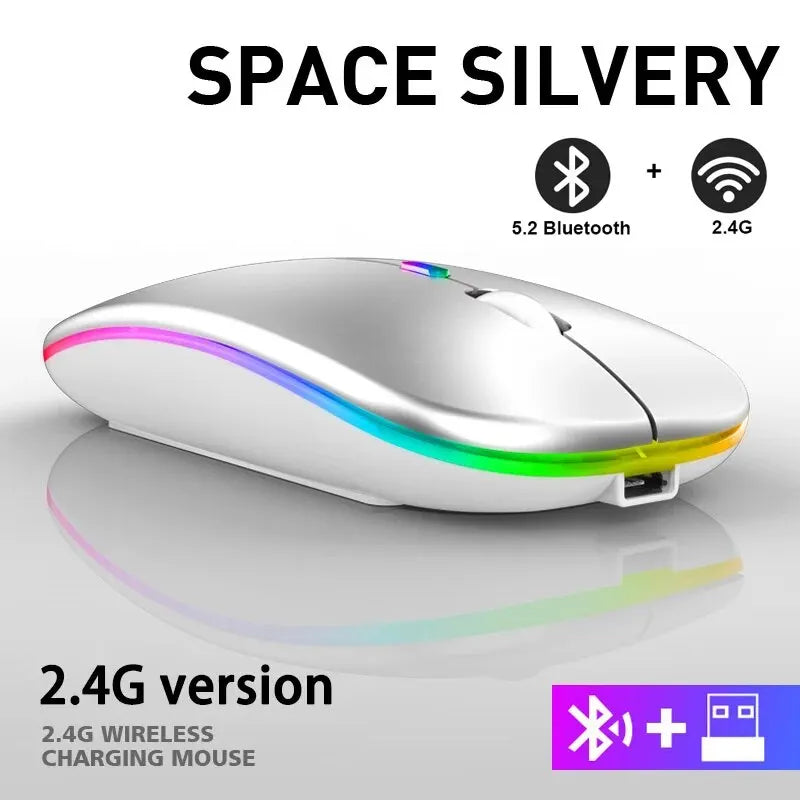 Mouse Inalámbrico RGB Recargable | Bluetooth, 3600 DPI y Diseño Ergonómico para PC y Laptop // Rechargeable RGB Wireless Mouse | Bluetooth, 3600 DPI & Ergonomic Design for PC & Laptop