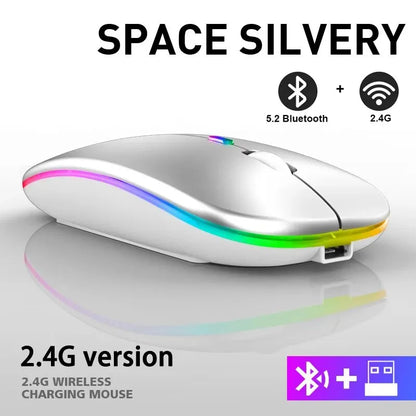 Mouse Inalámbrico RGB Recargable | Bluetooth, 3600 DPI y Diseño Ergonómico para PC y Laptop // Rechargeable RGB Wireless Mouse | Bluetooth, 3600 DPI & Ergonomic Design for PC & Laptop
