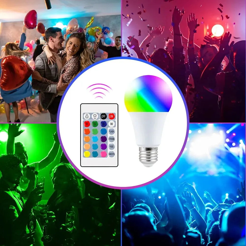 Smart RGB LED Light Bulb | 16 Colors, Dimmable with Remote Control for the Perfect Ambiance