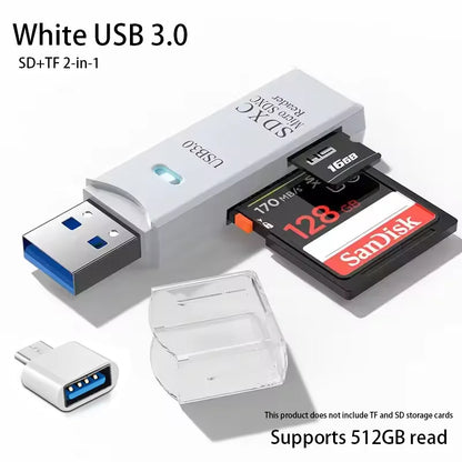 2-in-1 USB 3.0 Card Reader | High-Speed SD & MicroSD Memory Card Adapter // Lector de Tarjetas USB 3.0 2 en 1 | Adaptador para SD y MicroSD de Alta Velocidad