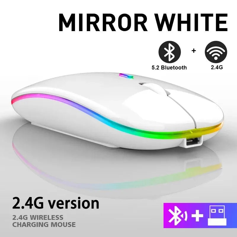 Mouse Inalámbrico RGB Recargable | Bluetooth, 3600 DPI y Diseño Ergonómico para PC y Laptop // Rechargeable RGB Wireless Mouse | Bluetooth, 3600 DPI & Ergonomic Design for PC & Laptop