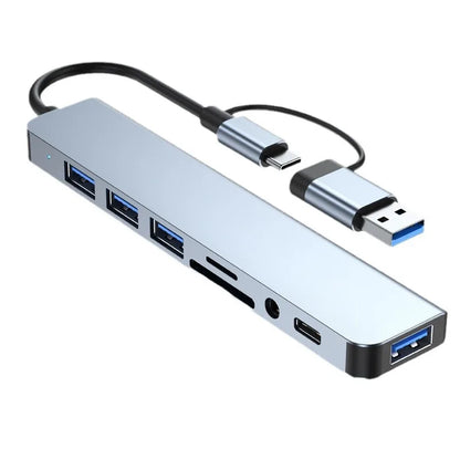 Premium 8-in-1 USB-C Hub | HDMI, USB 3.0, SD/TF Card Reader, 3.5mm Audio & PD Charging