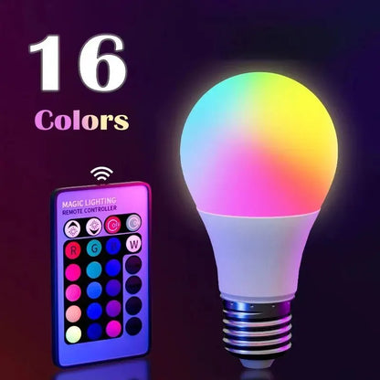 Smart RGB LED Light Bulb | 16 Colors, Dimmable with Remote Control for the Perfect Ambiance