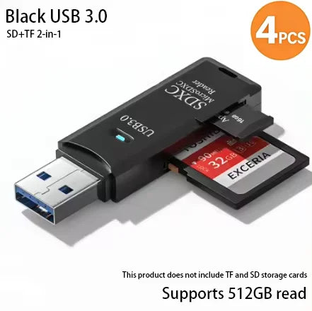 2-in-1 USB 3.0 Card Reader | High-Speed SD & MicroSD Memory Card Adapter // Lector de Tarjetas USB 3.0 2 en 1 | Adaptador para SD y MicroSD de Alta Velocidad